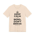 KEEP CALM AND BEND, DON'T BREAK T-Shirt (Soft Cream–Heather Mauve)