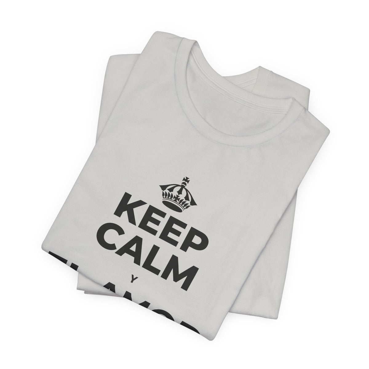 KEEP CALM Y EL AMOR PROPIO CUENTA T-Shirt (Baby Blue–Silver)