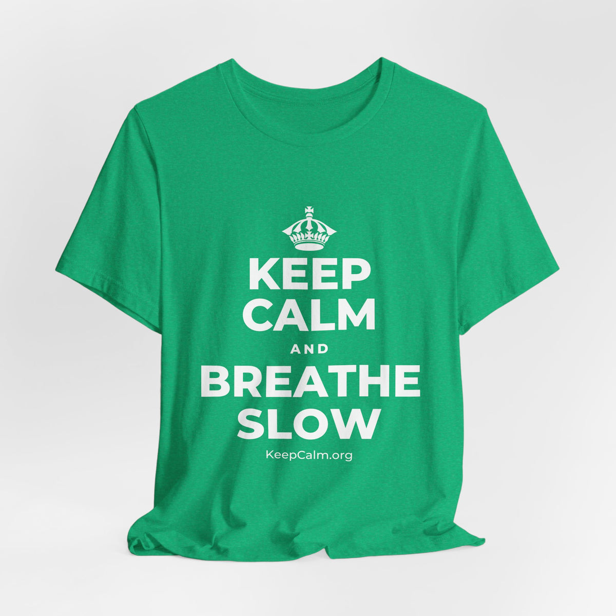 KEEP CALM AND BREATHE SLOW T-Shirt (Baby Blue–Silver)