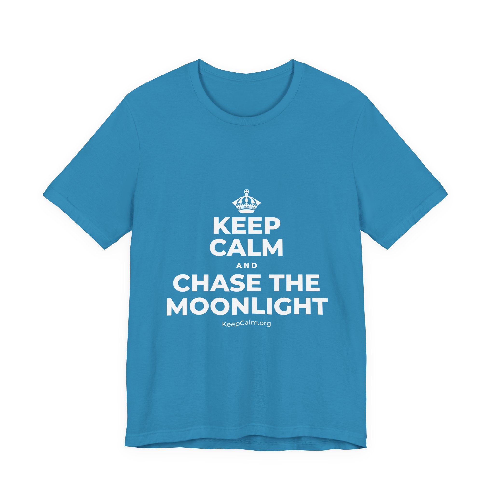 KEEP CALM AND CHASE THE MOONLIGHT T-Shirt (White–Asphalt)