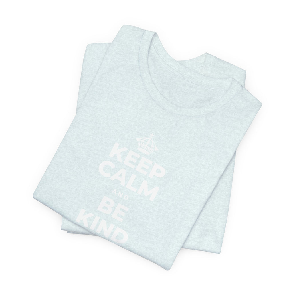KEEP CALM AND BE KIND TO THE NEW KID T-Shirt (Soft Cream–Heather Mauve)