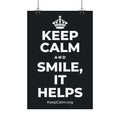 KEEP CALM AND SMILE, IT HELPS Satin Poster (Dark)