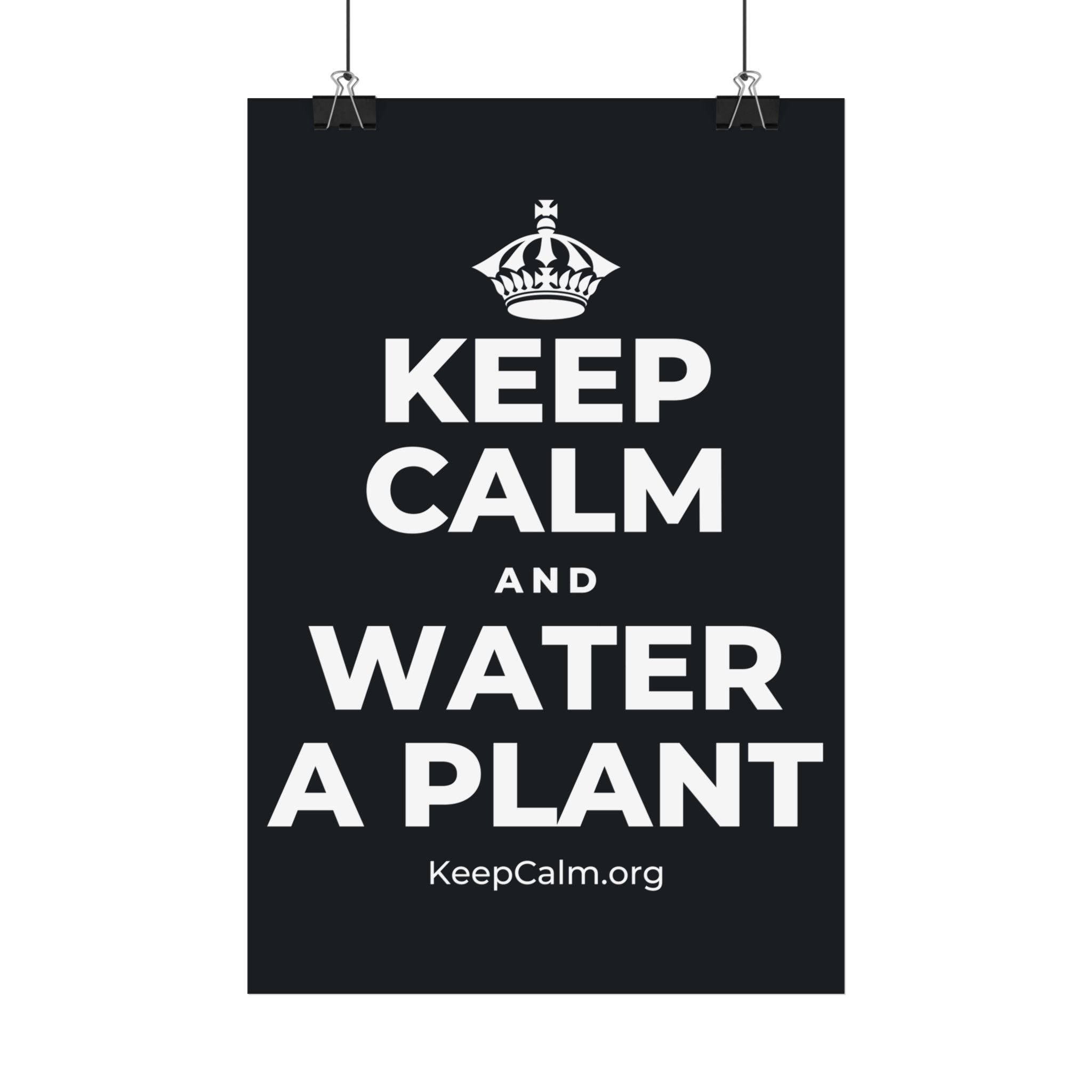 KEEP CALM AND WATER A PLANT Satin Poster (Dark)