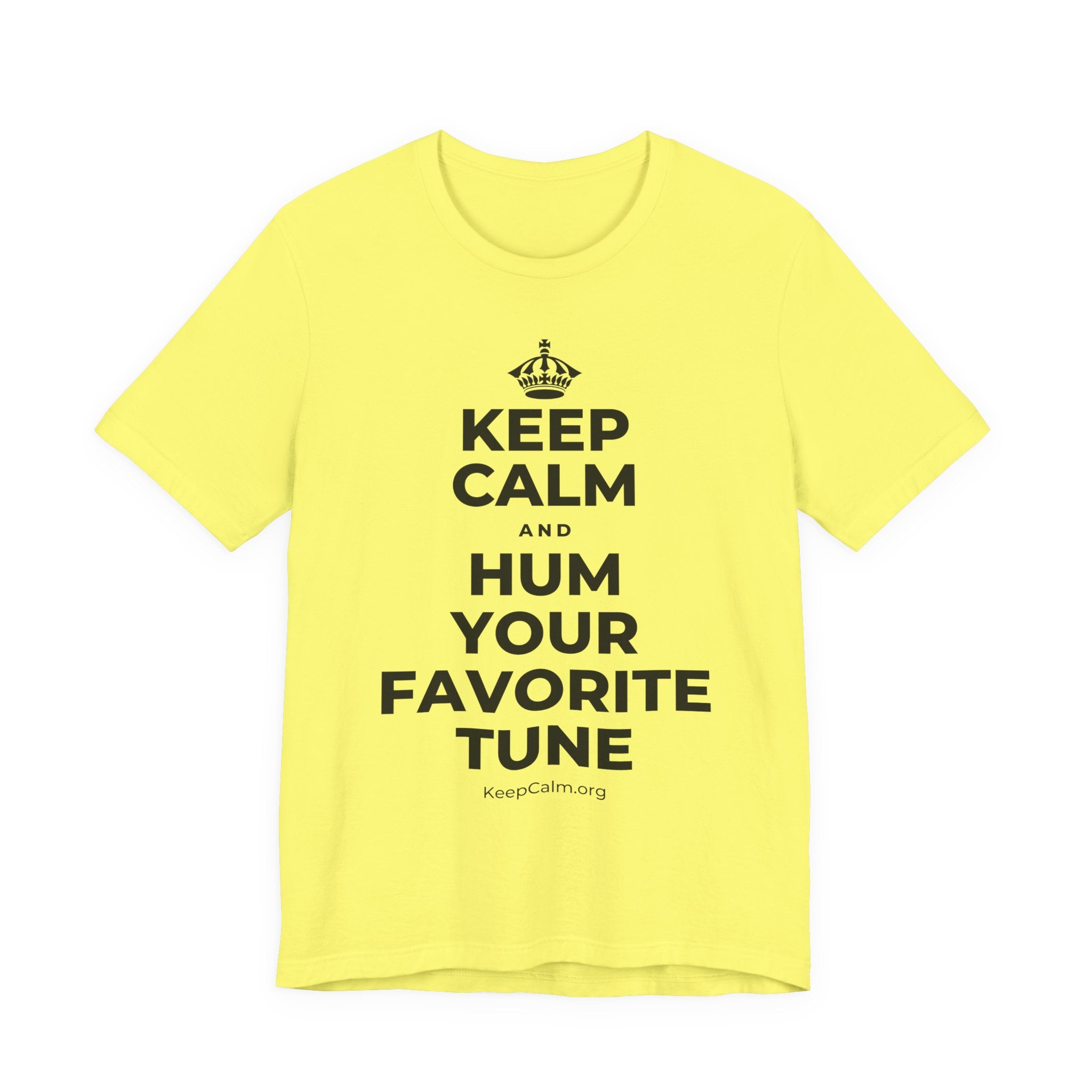 KEEP CALM AND HUM YOUR FAVORITE TUNE T-Shirt (Soft Cream–Heather Mauve)