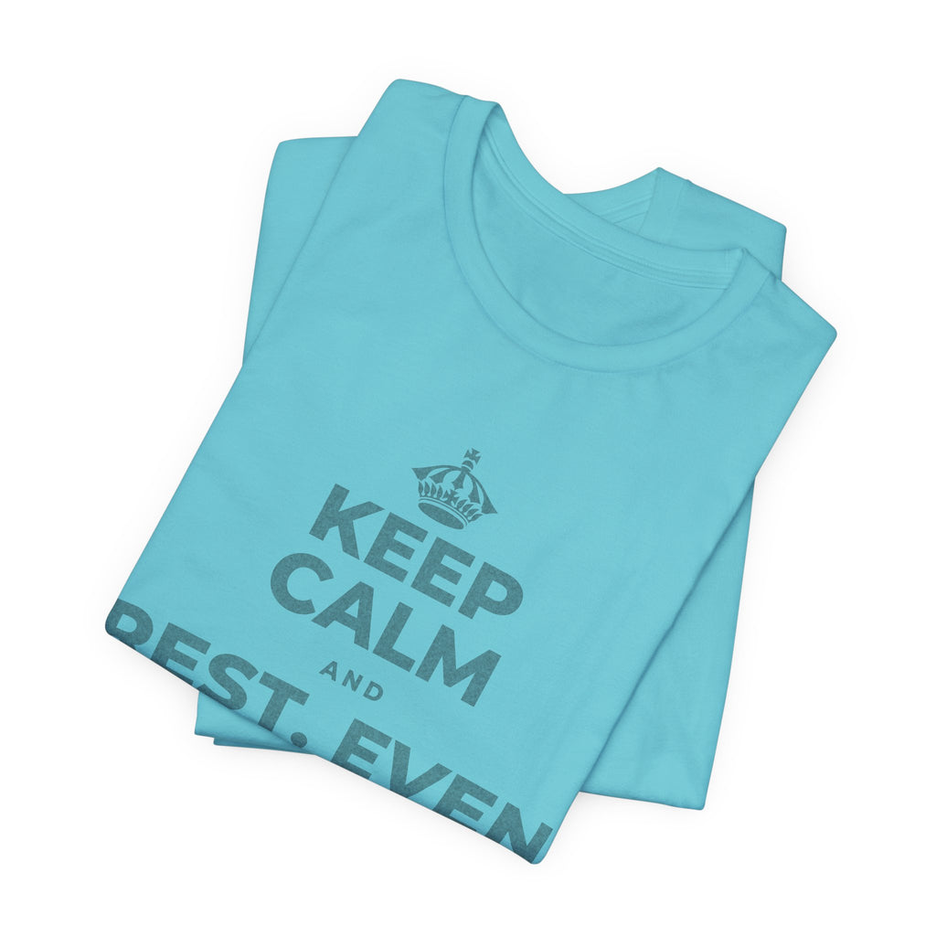 KEEP CALM AND REST, EVEN WIDE AWAKE T-Shirt (Soft Cream–Heather Mauve)