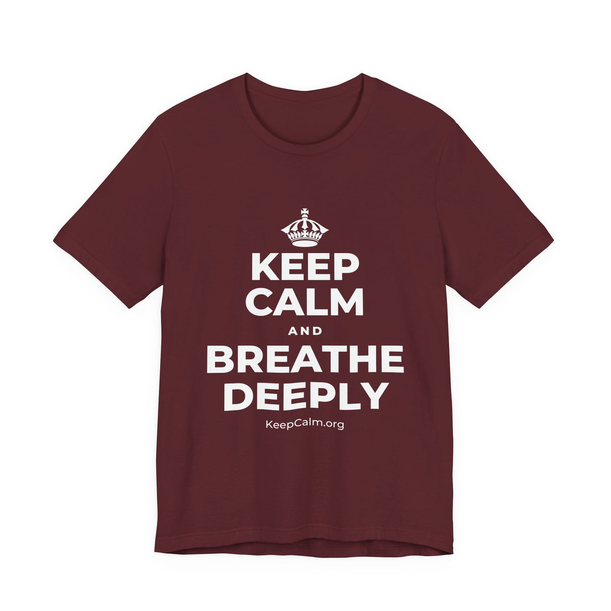 KEEP CALM AND BREATHE DEEPLY T-Shirt (Baby Blue–Silver)