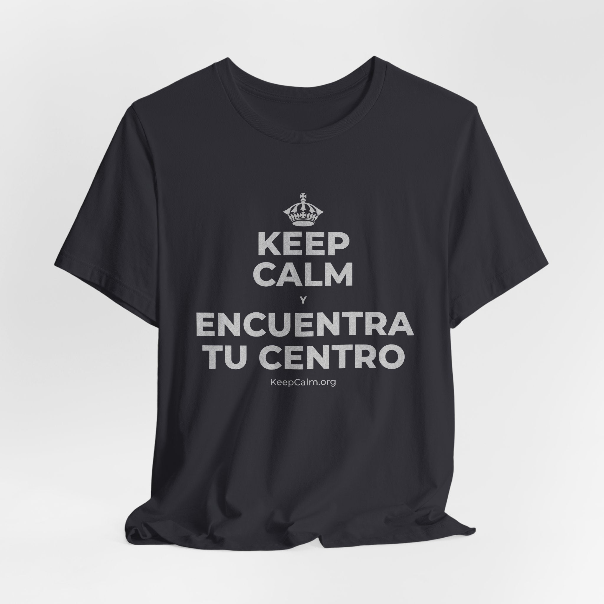 KEEP CALM Y ENCUENTRA TU CENTRO T-Shirt (Baby Blue–Silver)