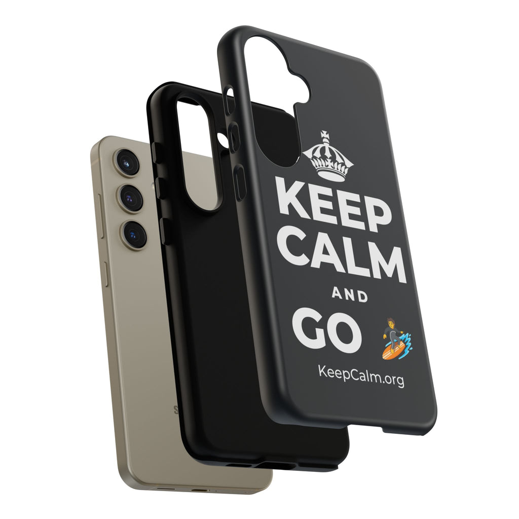 KEEP CALM AND GO 🏄 Phone Case (Dark)