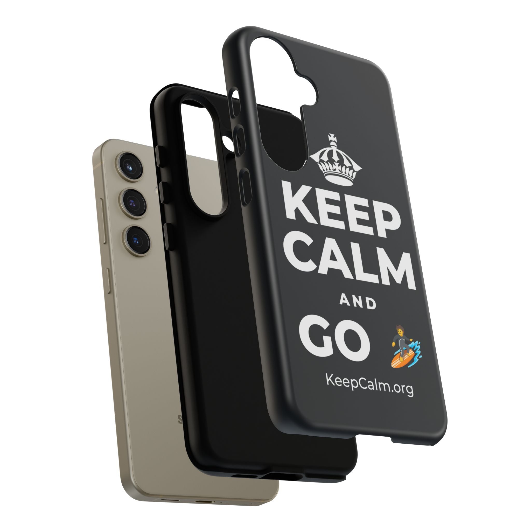 KEEP CALM AND GO 🏄 Phone Case (Dark)