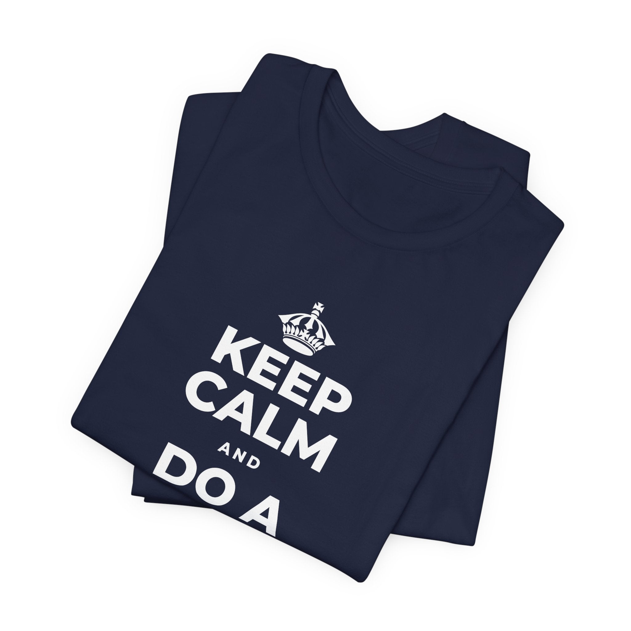 KEEP CALM AND DO A HAPPY LITTLE DANCE T-Shirt (White–Asphalt)