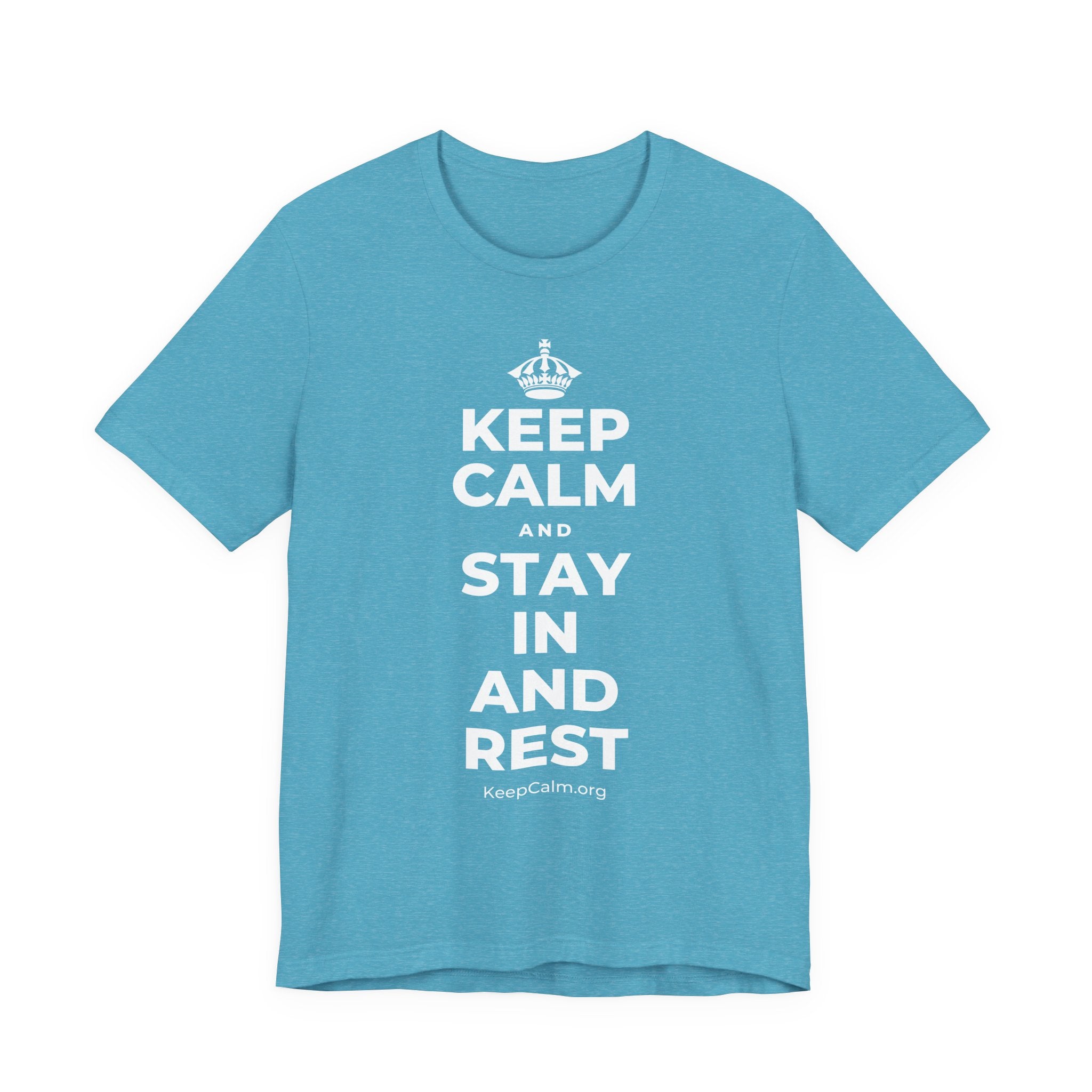 KEEP CALM AND STAY IN AND REST T-Shirt (Soft Cream–Heather Mauve)