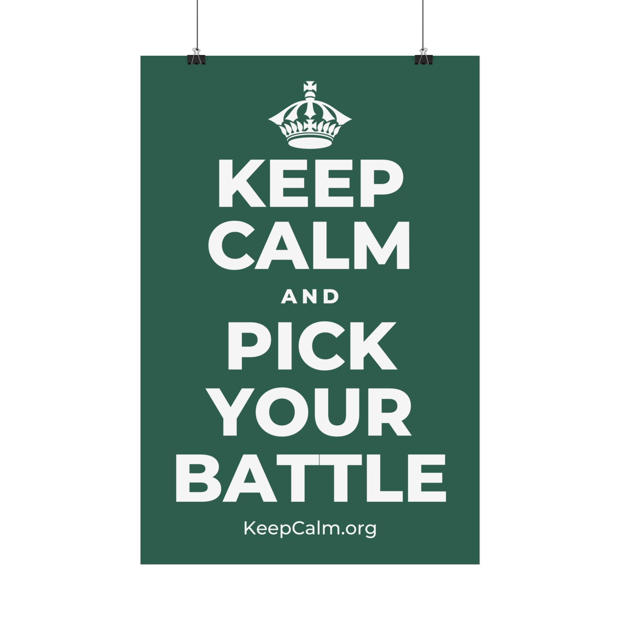 KEEP CALM AND PICK YOUR BATTLE Satin Poster