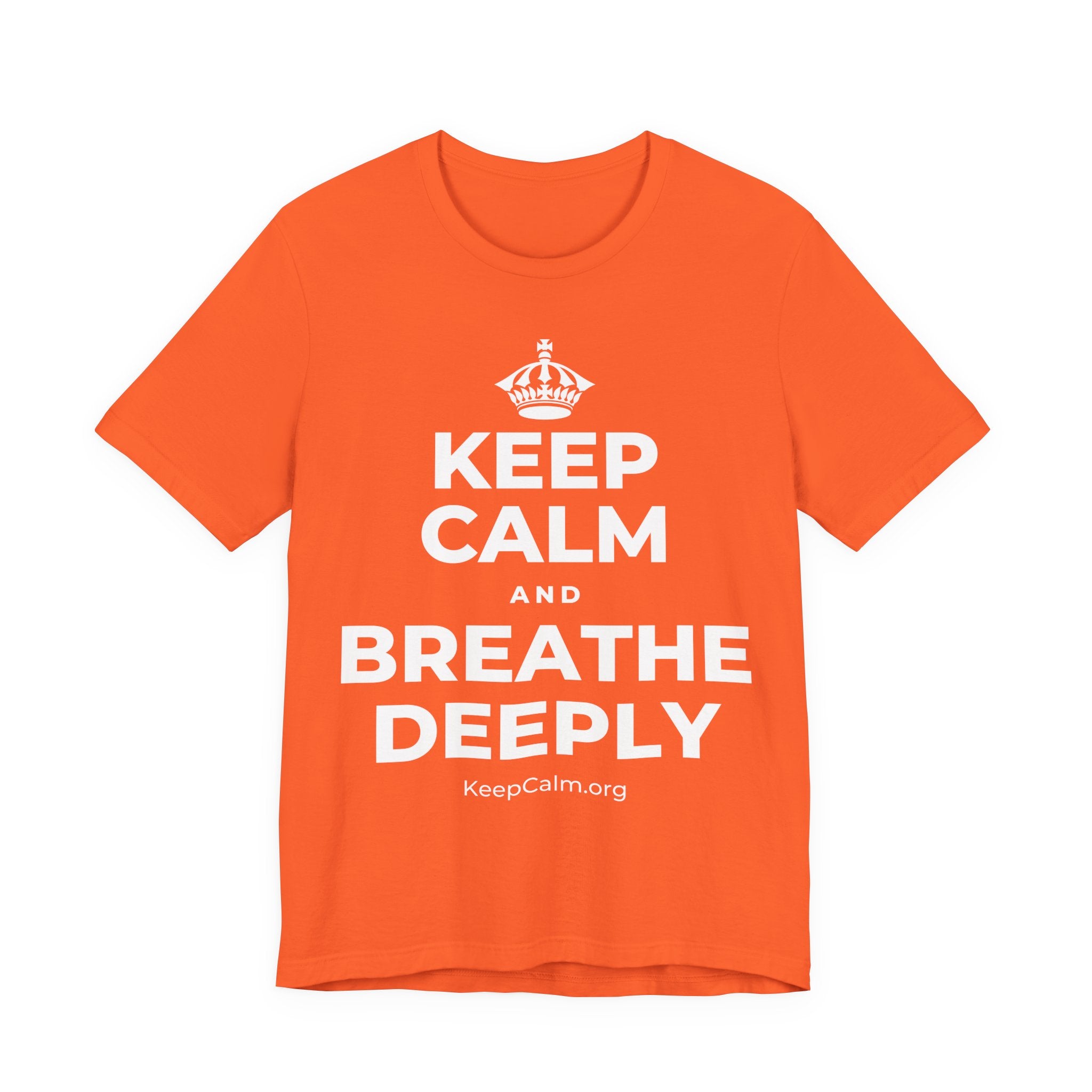 KEEP CALM AND BREATHE DEEPLY T-Shirt (Baby Blue–Silver)