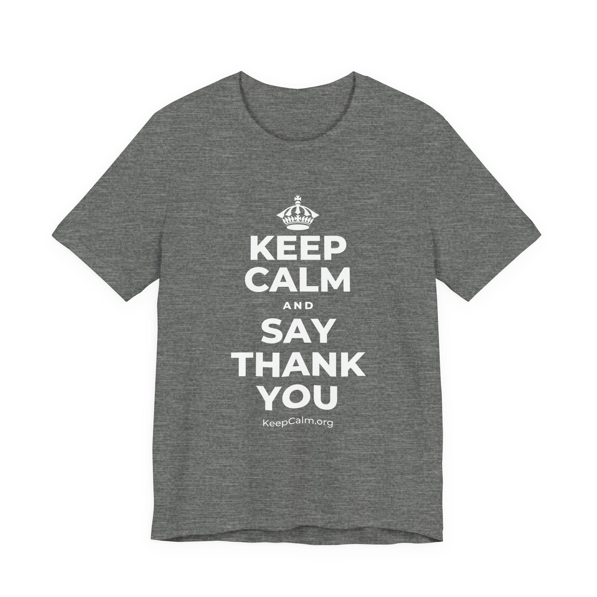 KEEP CALM AND SAY THANK YOU T-Shirt (Baby Blue–Silver)