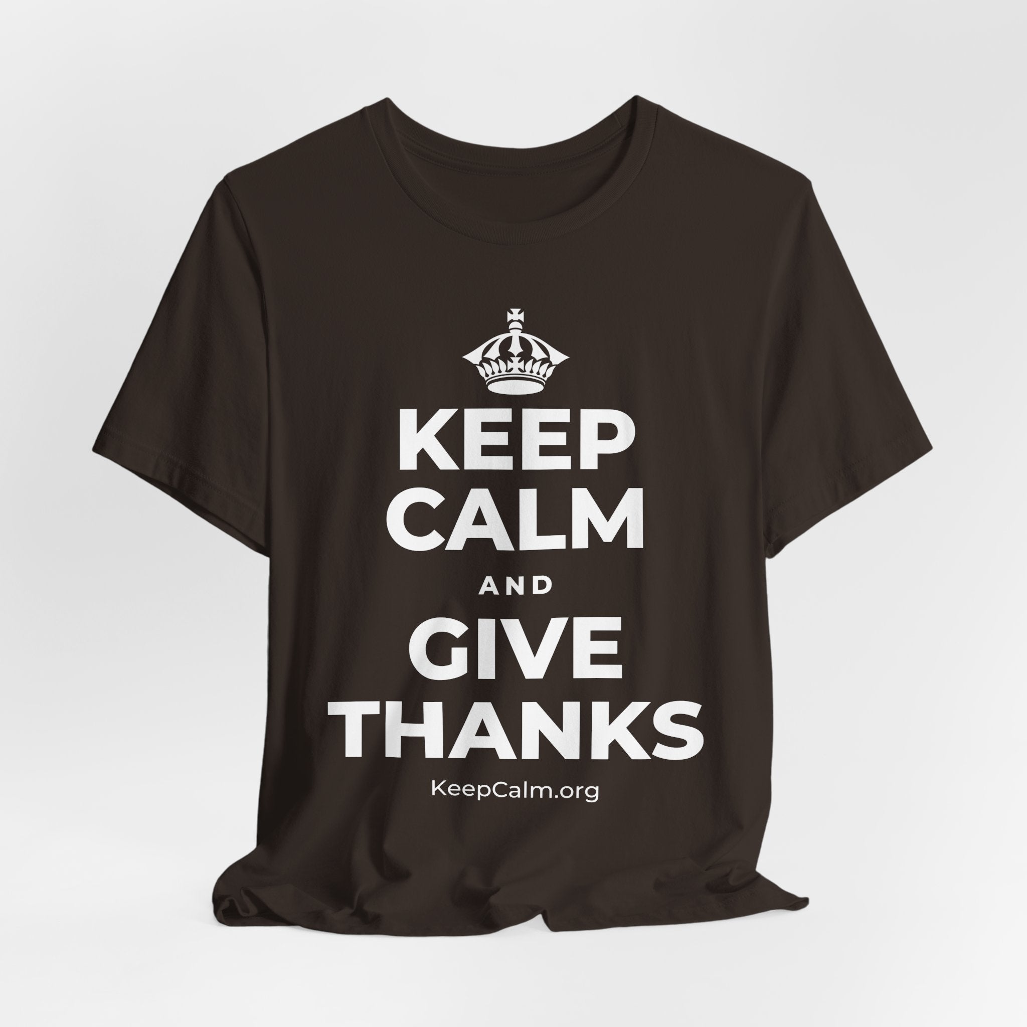 KEEP CALM AND GIVE THANKS T-Shirt (Soft Cream–Heather Mauve)
