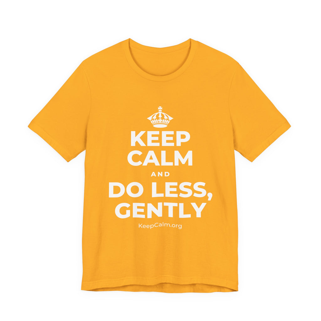 KEEP CALM AND DO LESS, GENTLY T-Shirt (Baby Blue–Silver)