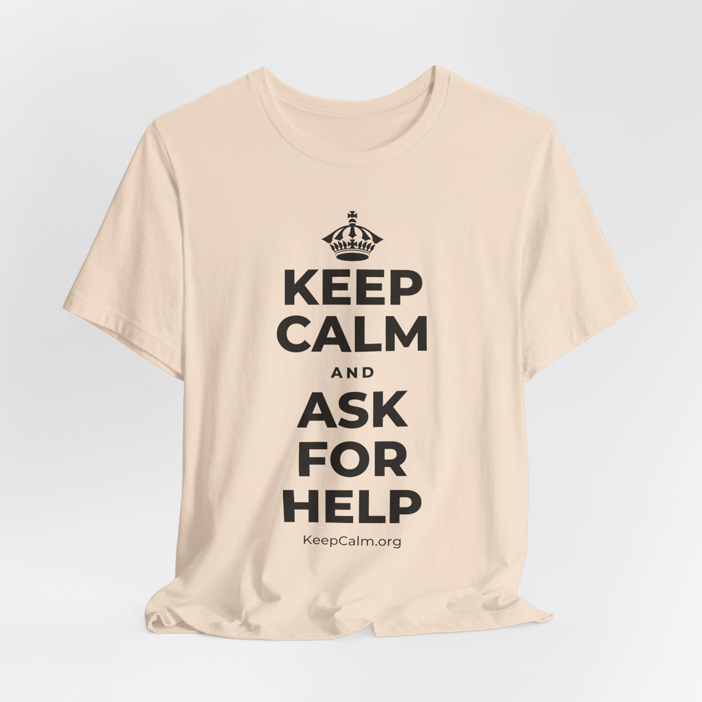 KEEP CALM AND ASK FOR HELP T-Shirt (Soft Cream–Heather Mauve)