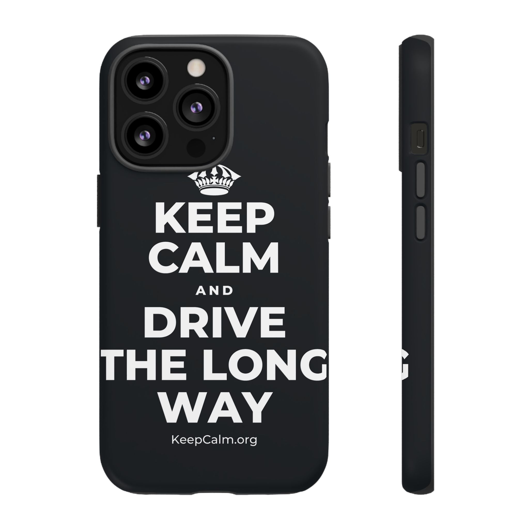 KEEP CALM AND DRIVE THE LONG WAY Phone Case (Dark)