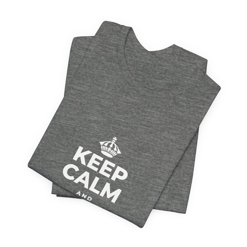 KEEP CALM AND CHASE GREATNESS T-Shirt (Baby Blue–Silver)