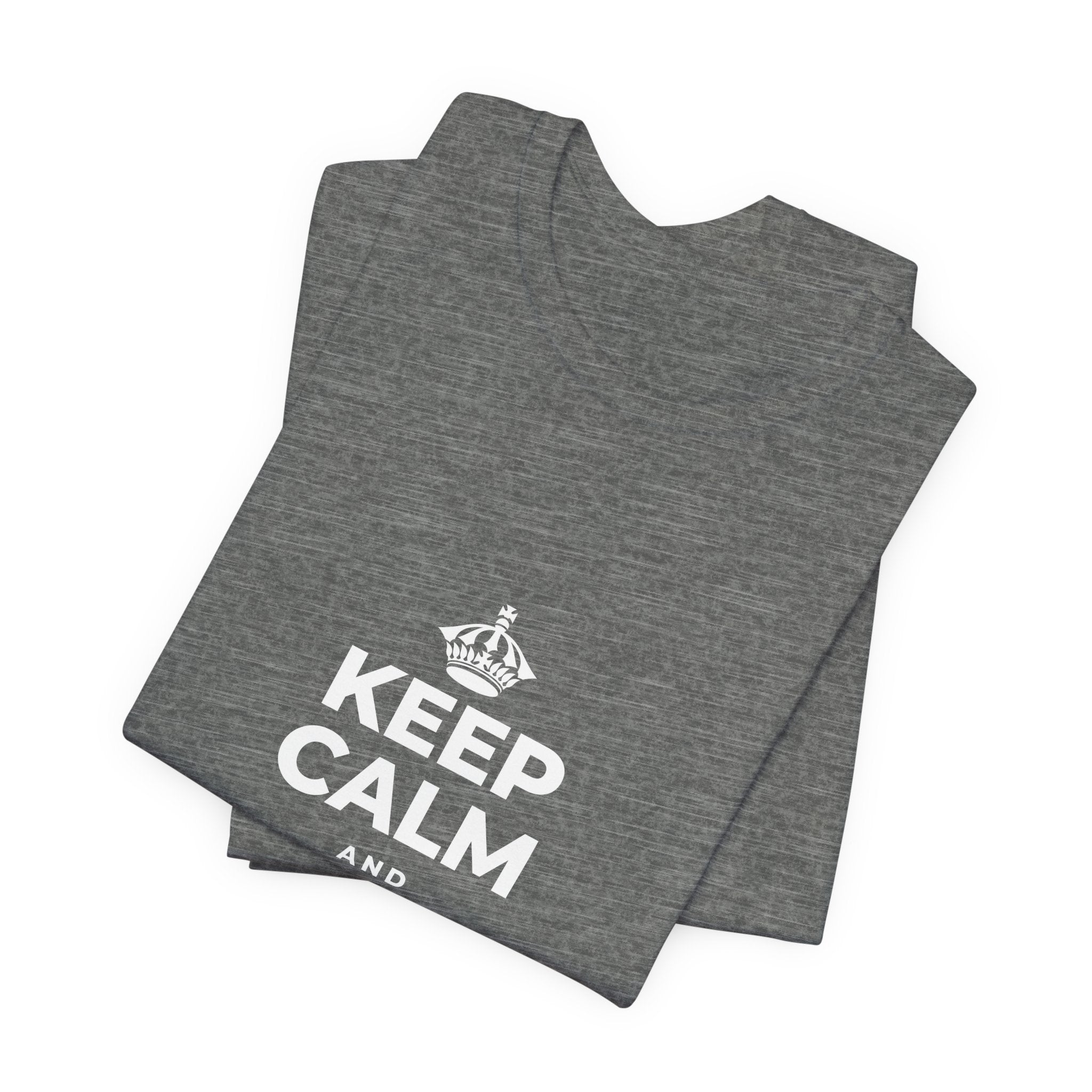 KEEP CALM AND CHASE GREATNESS T-Shirt (Baby Blue–Silver)