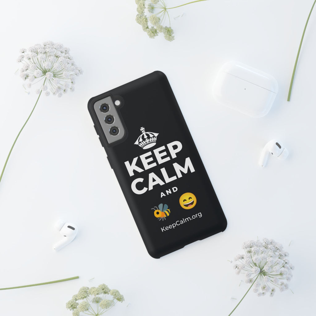 KEEP CALM AND 🐝 😄 Phone Case (Dark)