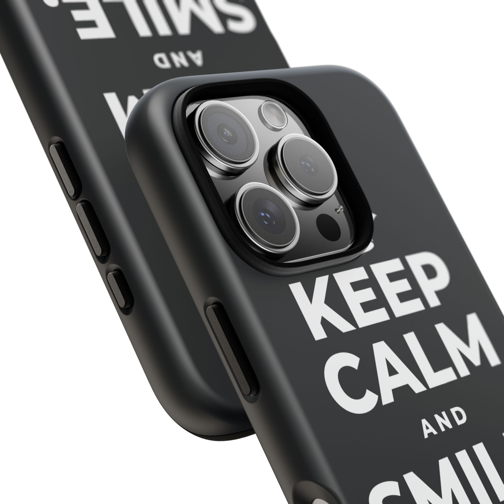 KEEP CALM AND SMILE, IT HELPS Phone Case (Dark)