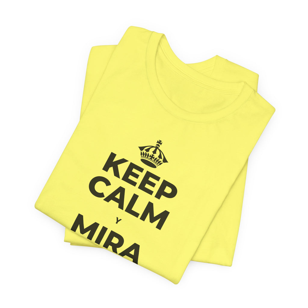 KEEP CALM Y MIRA CAER LA NIEVE T-Shirt (Soft Cream–Heather Mauve)