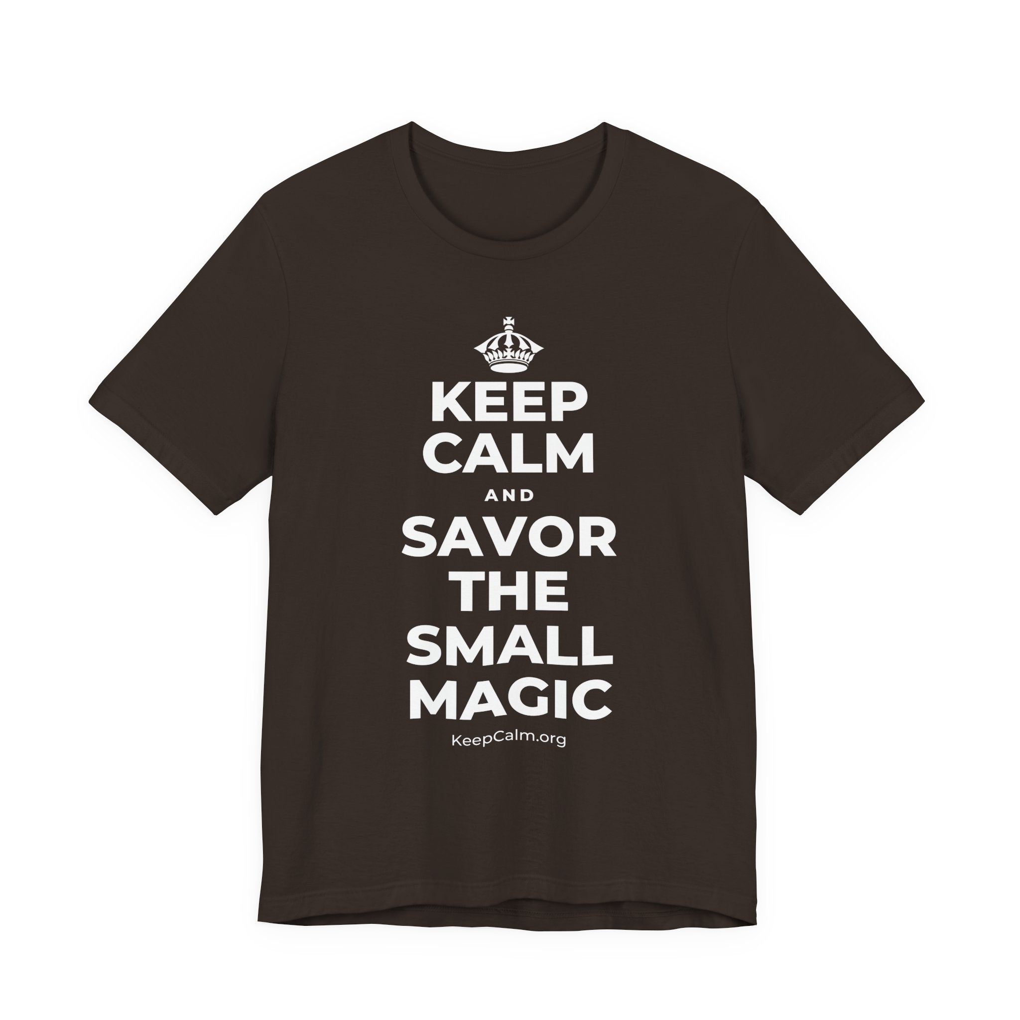 KEEP CALM AND SAVOR THE SMALL MAGIC T-Shirt (Soft Cream–Heather Mauve)