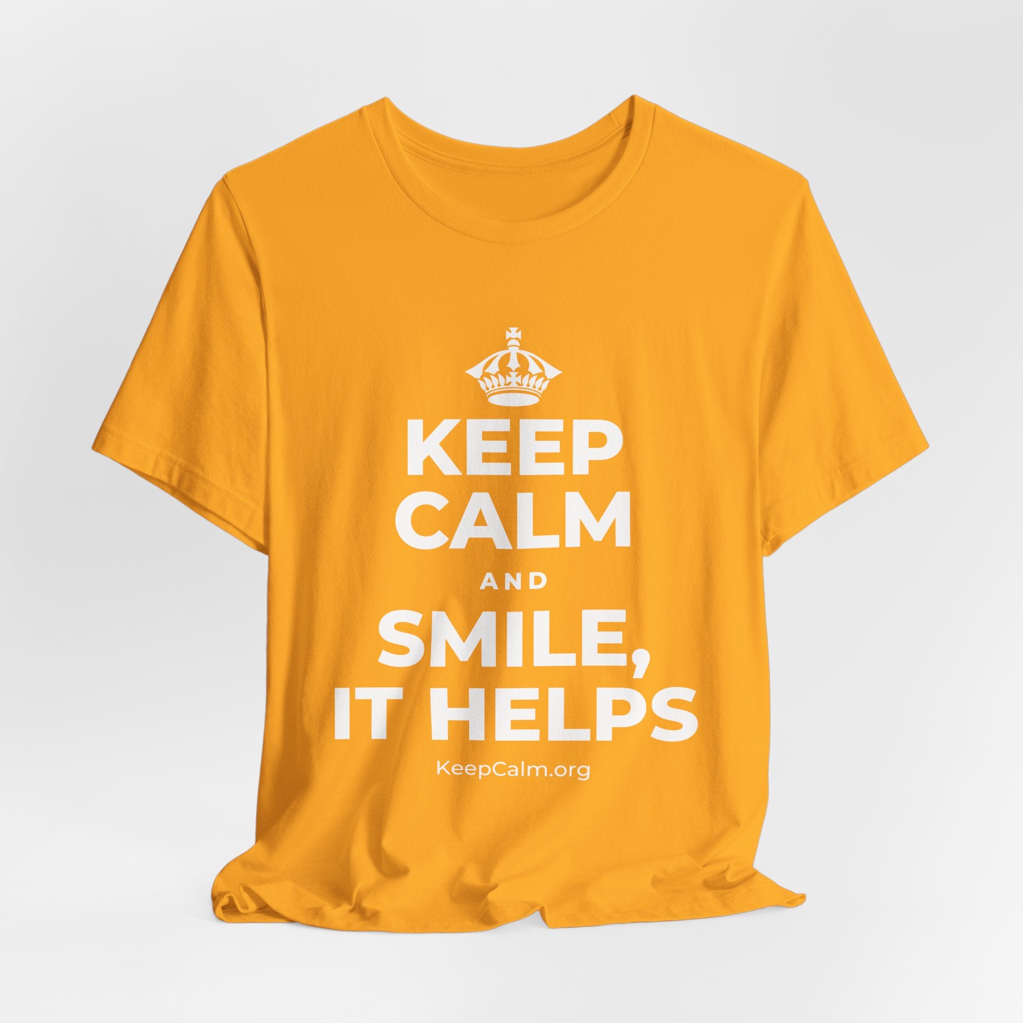 KEEP CALM AND SMILE, IT HELPS T-Shirt (Baby Blue–Silver)