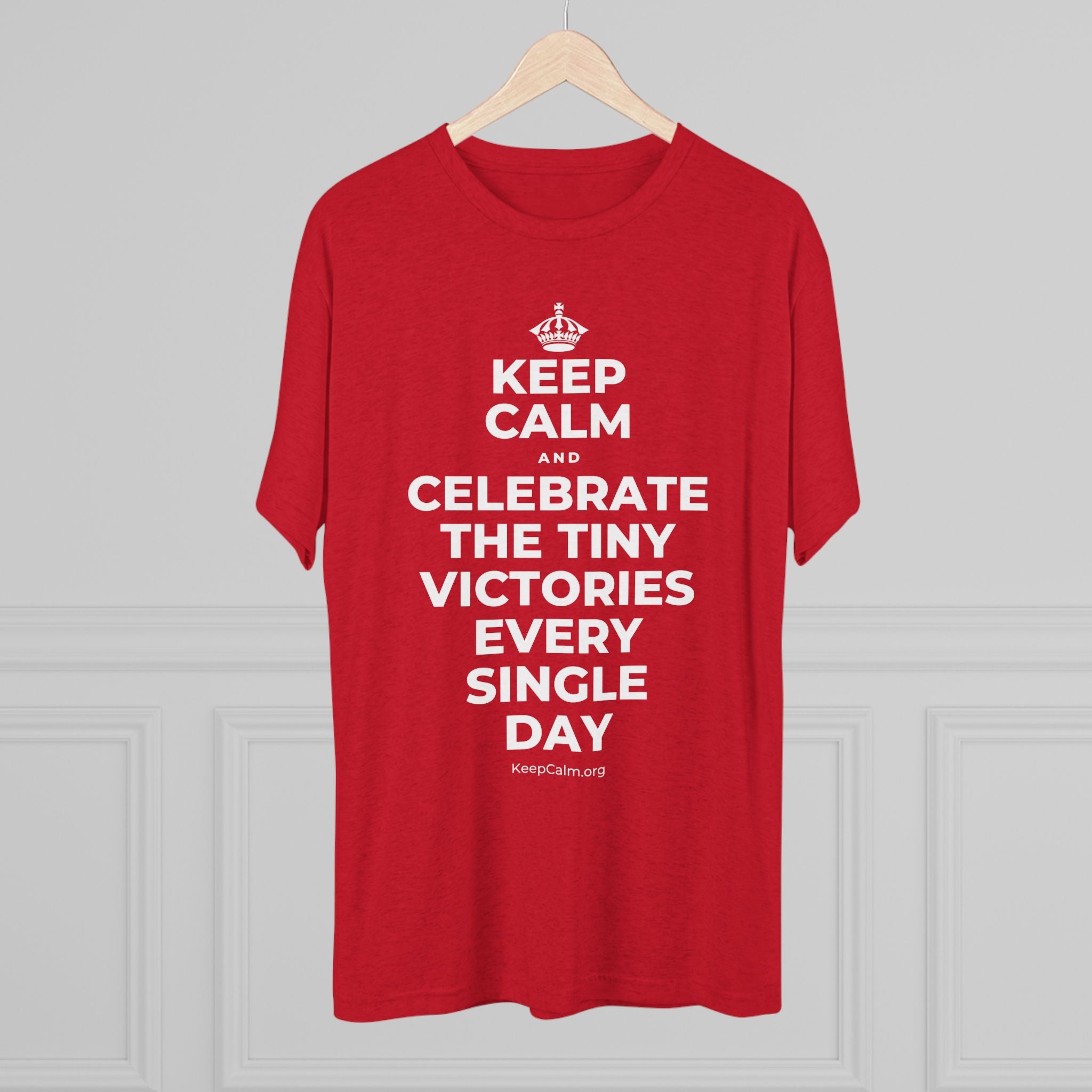 KEEP CALM AND CELEBRATE THE TINY VICTORIES EVERY SINGLE DAY Tri-Blend Tee
