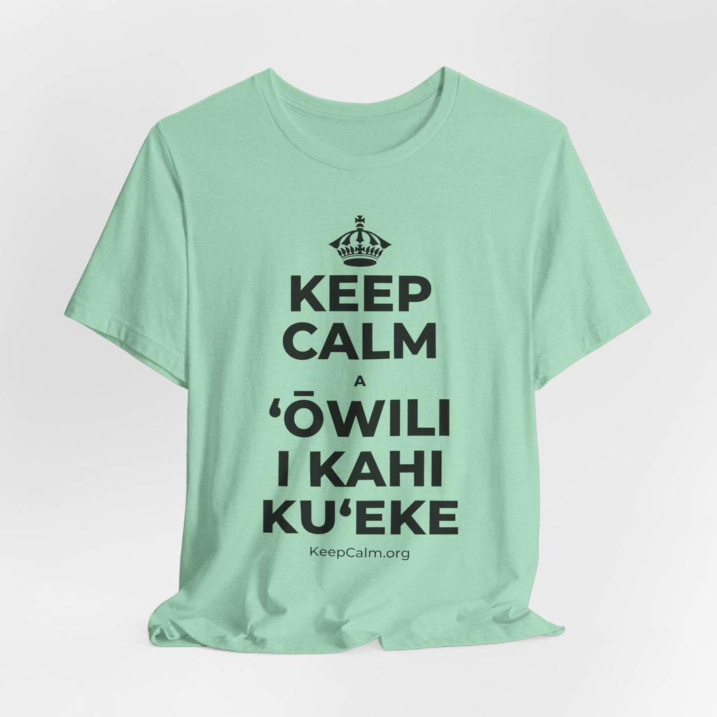 KEEP CALM A ʻŌWILI I KAHI KUʻEKE T-Shirt (Baby Blue–Silver)