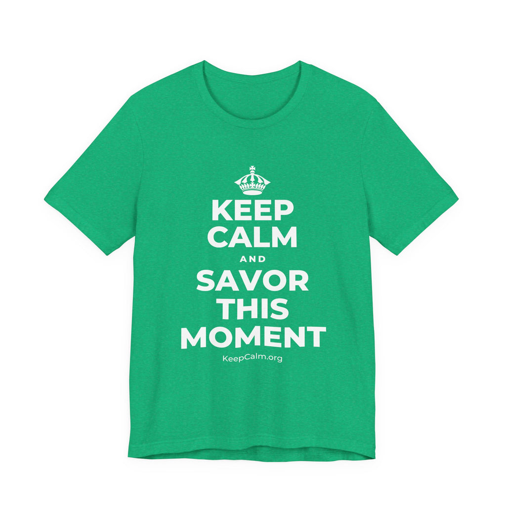 KEEP CALM AND SAVOR THIS MOMENT T-Shirt (Baby Blue–Silver)