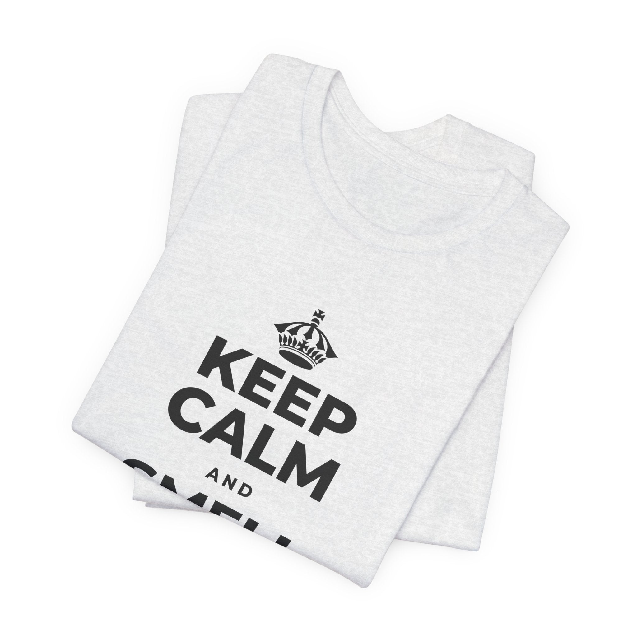 KEEP CALM AND SMELL THE FRESH AIR T-Shirt (Soft Cream–Heather Mauve)