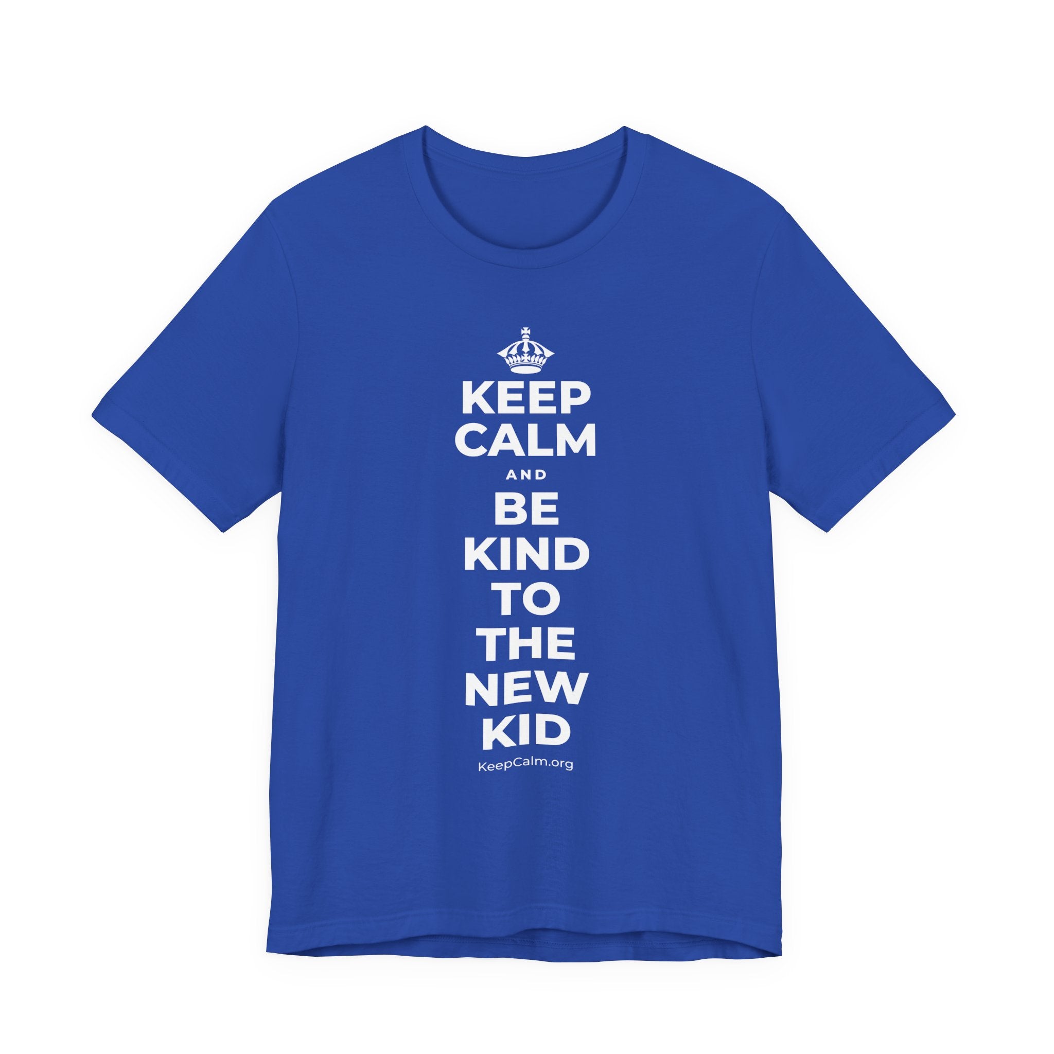 KEEP CALM AND BE KIND TO THE NEW KID T-Shirt (Soft Cream–Heather Mauve)