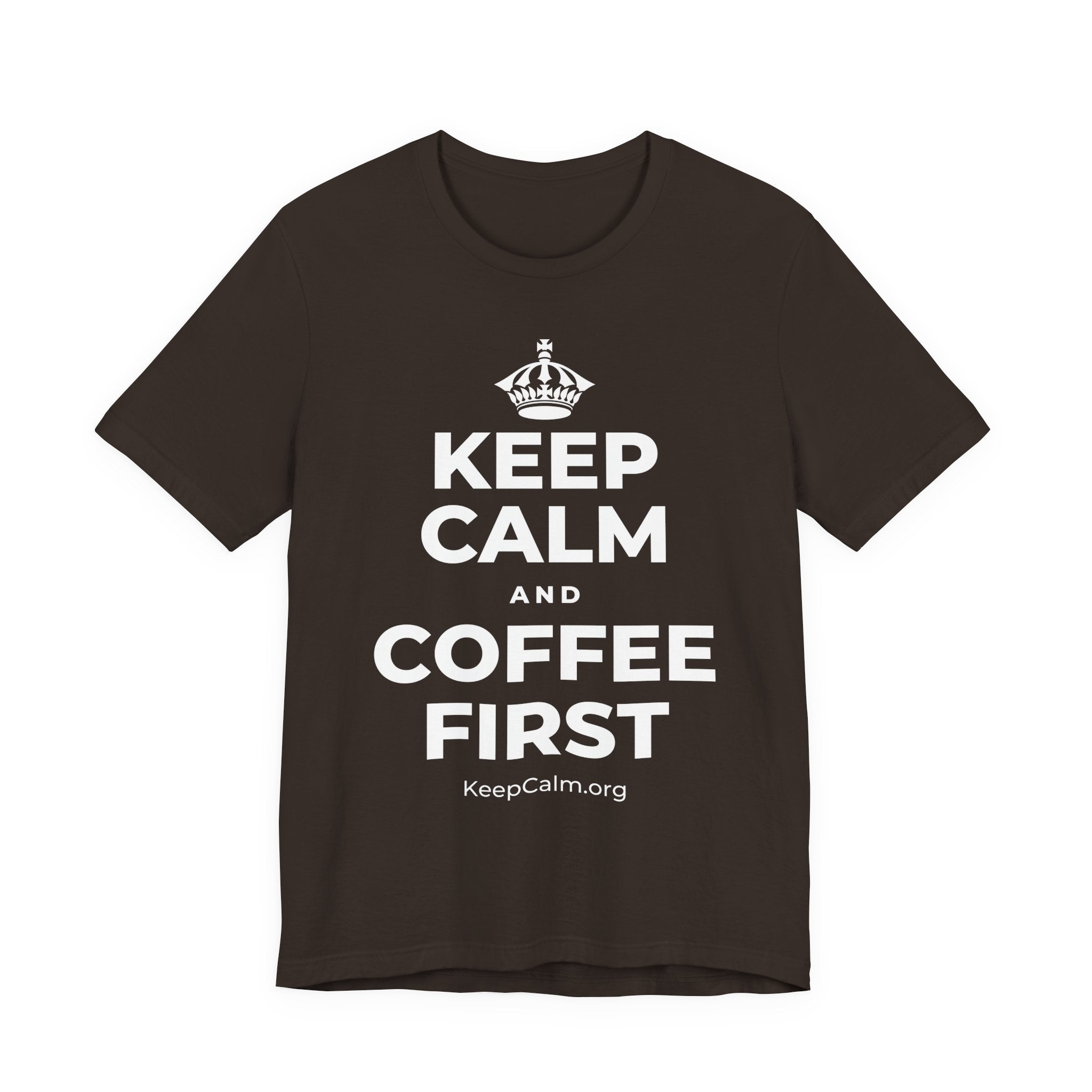 KEEP CALM AND COFFEE FIRST T-Shirt (Soft Cream–Heather Mauve)