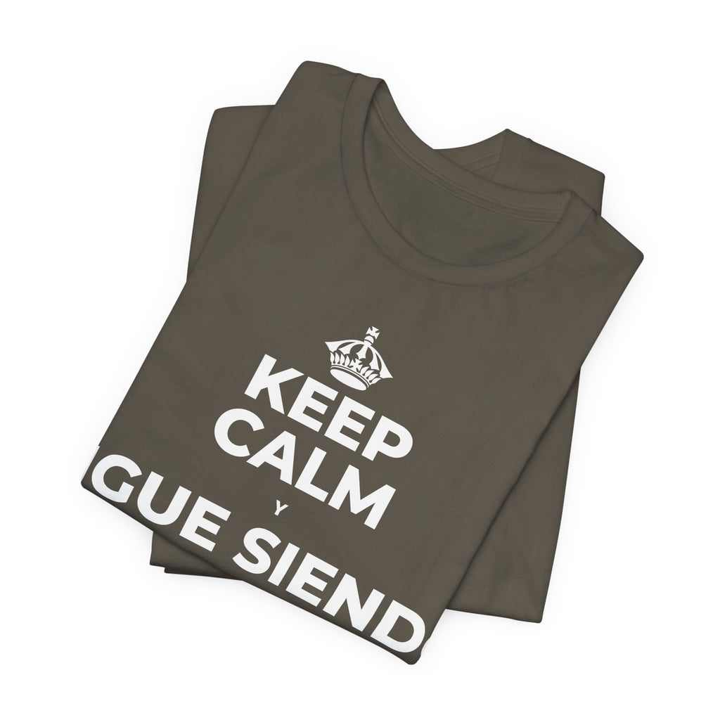KEEP CALM Y SIGUE SIENDO PRINCIPIANTE T-Shirt (White–Asphalt)