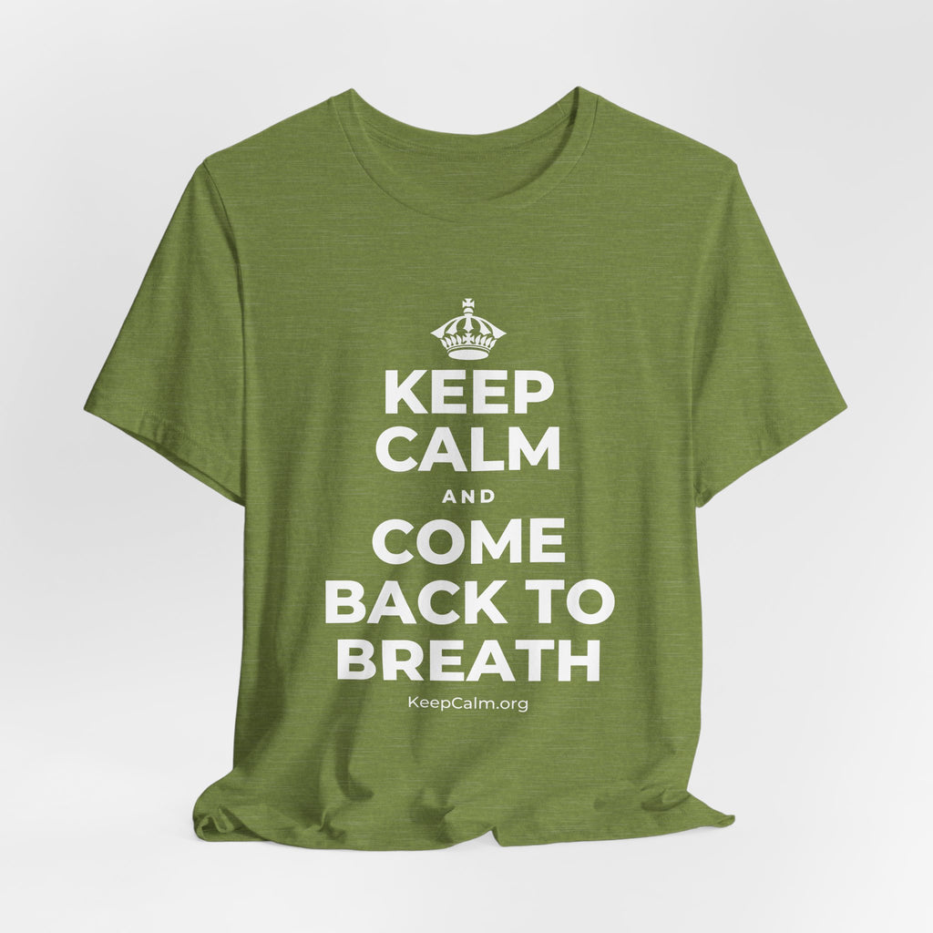 KEEP CALM AND COME BACK TO BREATH T-Shirt (Baby Blue–Silver)