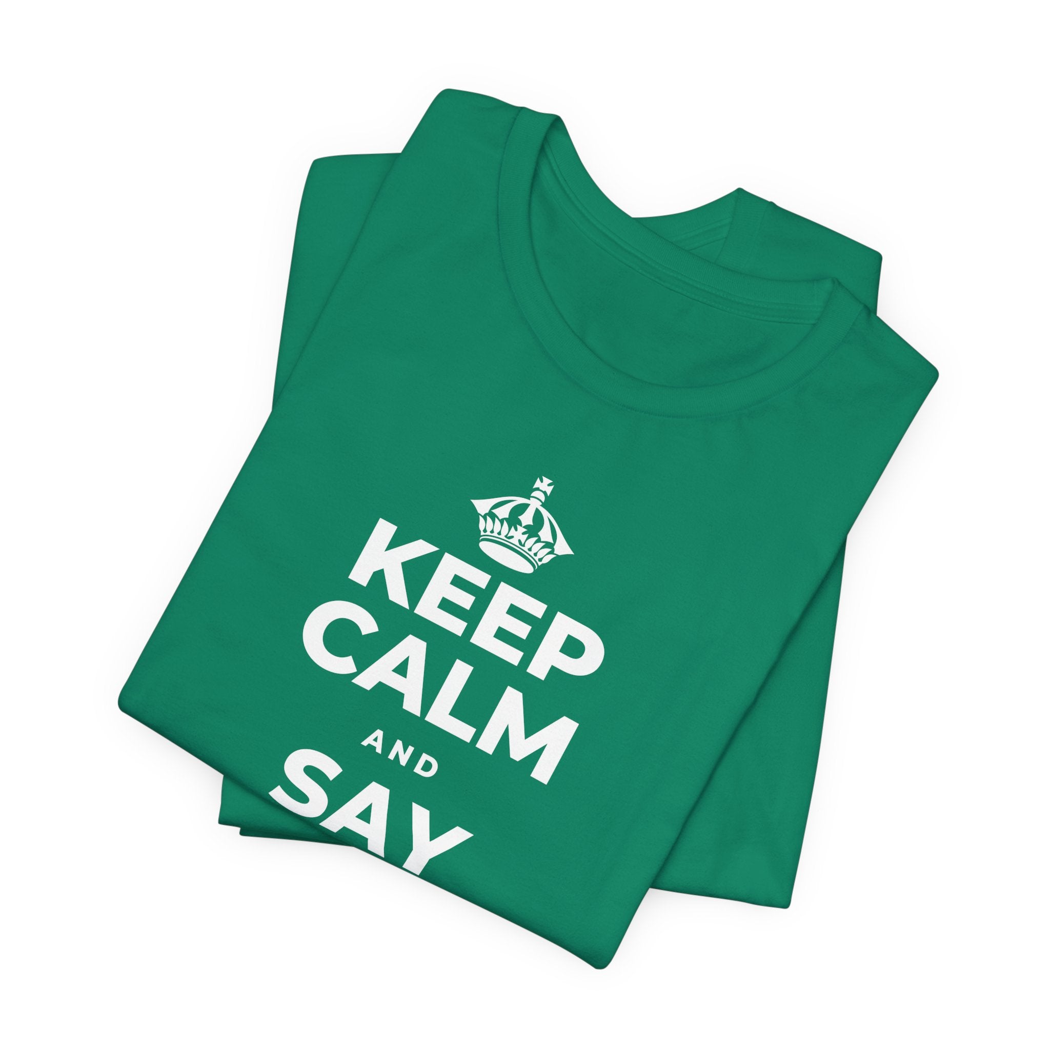 KEEP CALM AND SAY YES TO FUN T-Shirt (White–Asphalt)