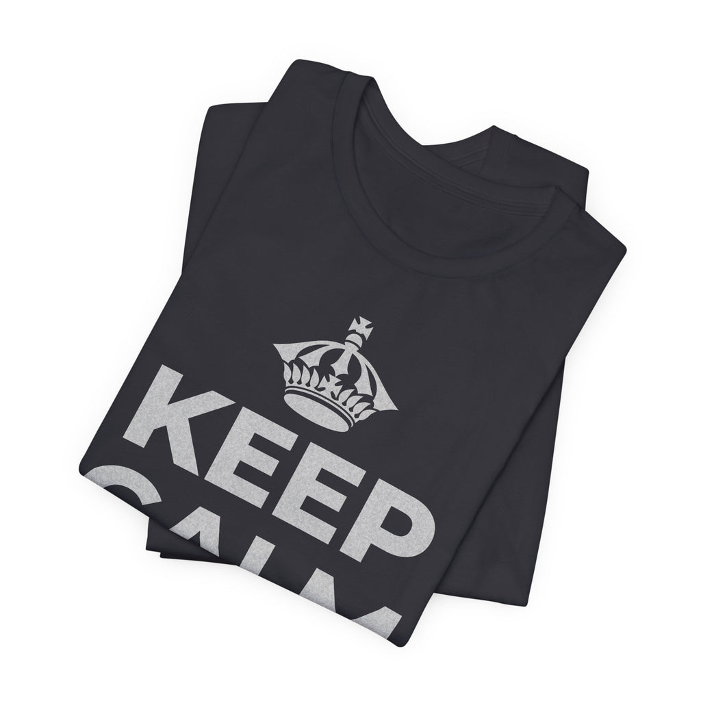 KEEP CALM AND 見知らぬ人に微笑んで T-Shirt (Baby Blue–Silver)