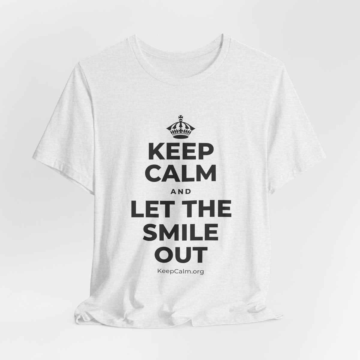 KEEP CALM AND LET THE SMILE OUT T-Shirt (Soft Cream–Heather Mauve)