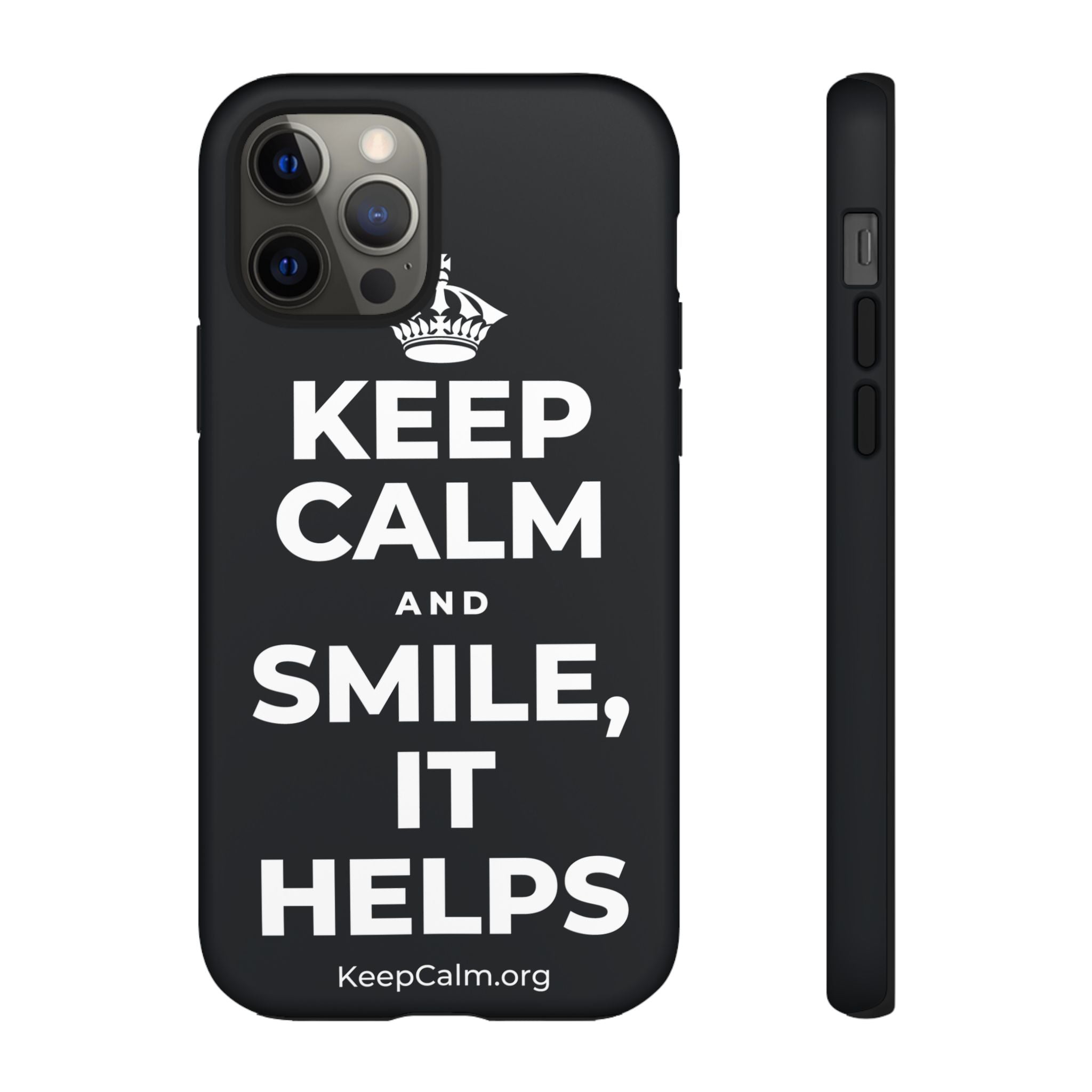 KEEP CALM AND SMILE, IT HELPS Phone Case (Dark)