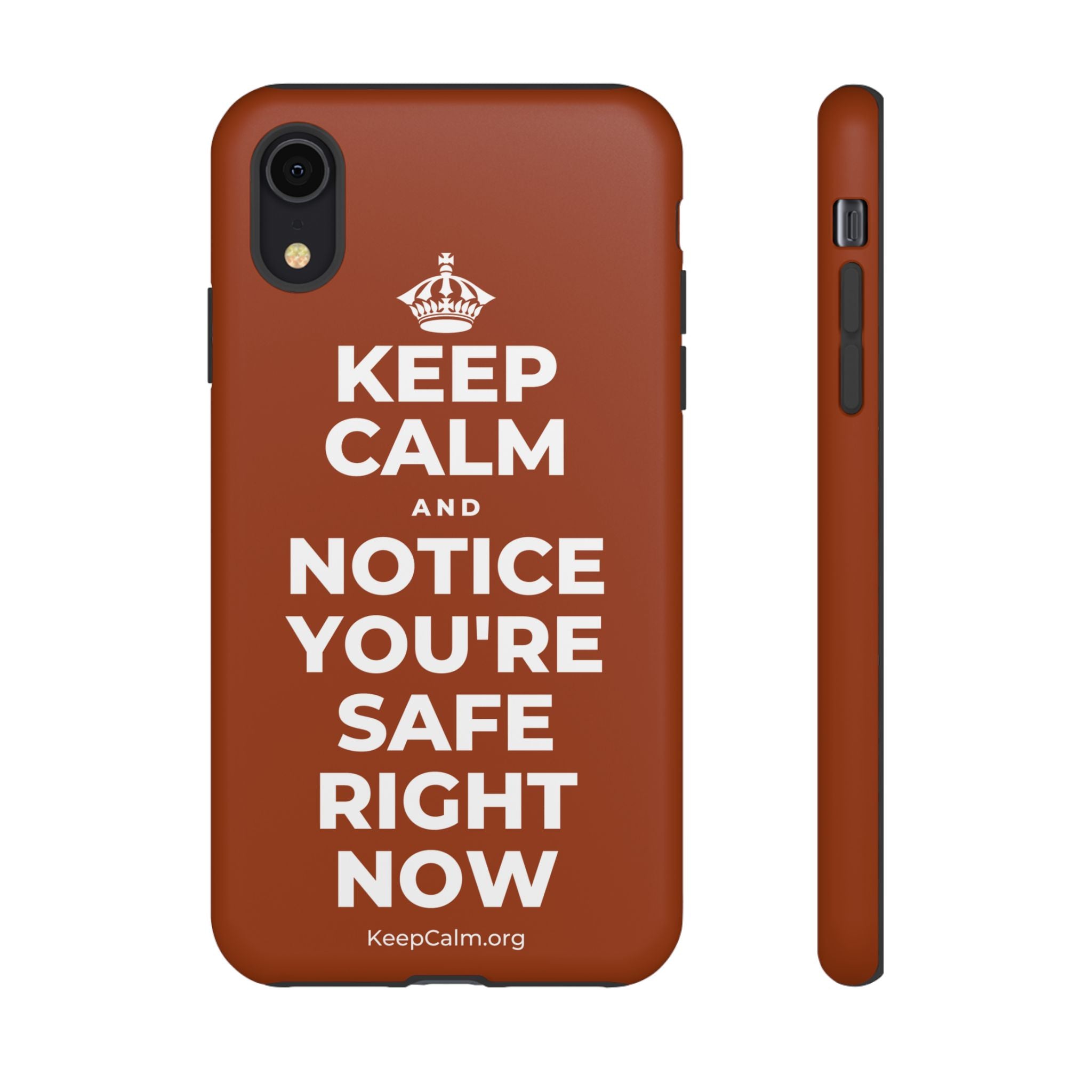 KEEP CALM AND NOTICE YOU'RE SAFE RIGHT NOW Phone Case