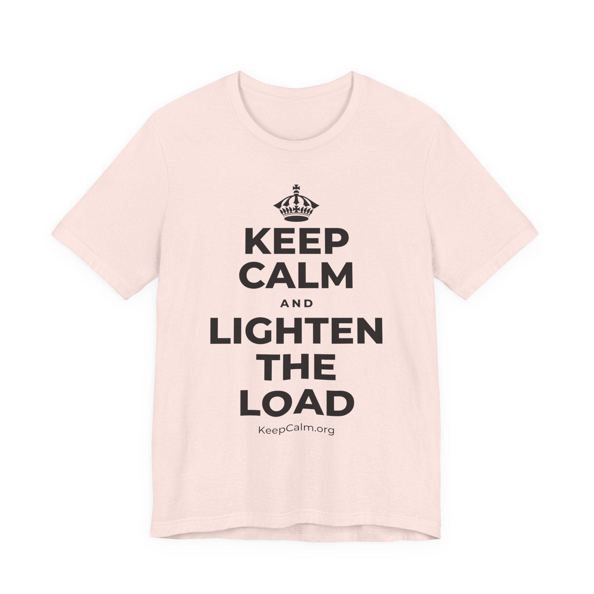 KEEP CALM AND LIGHTEN THE LOAD T-Shirt (Soft Cream–Heather Mauve)