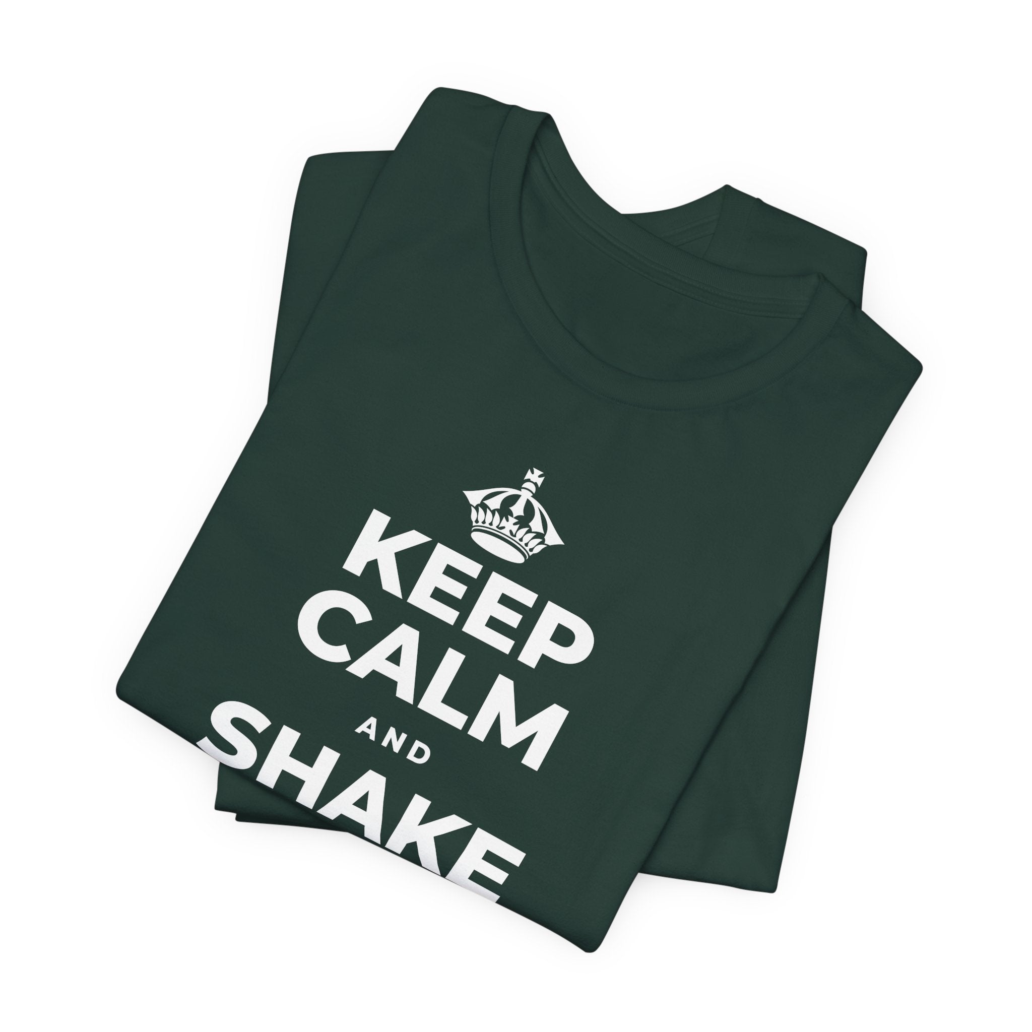 KEEP CALM AND SHAKE OFF THE WINTER T-Shirt (White–Asphalt)