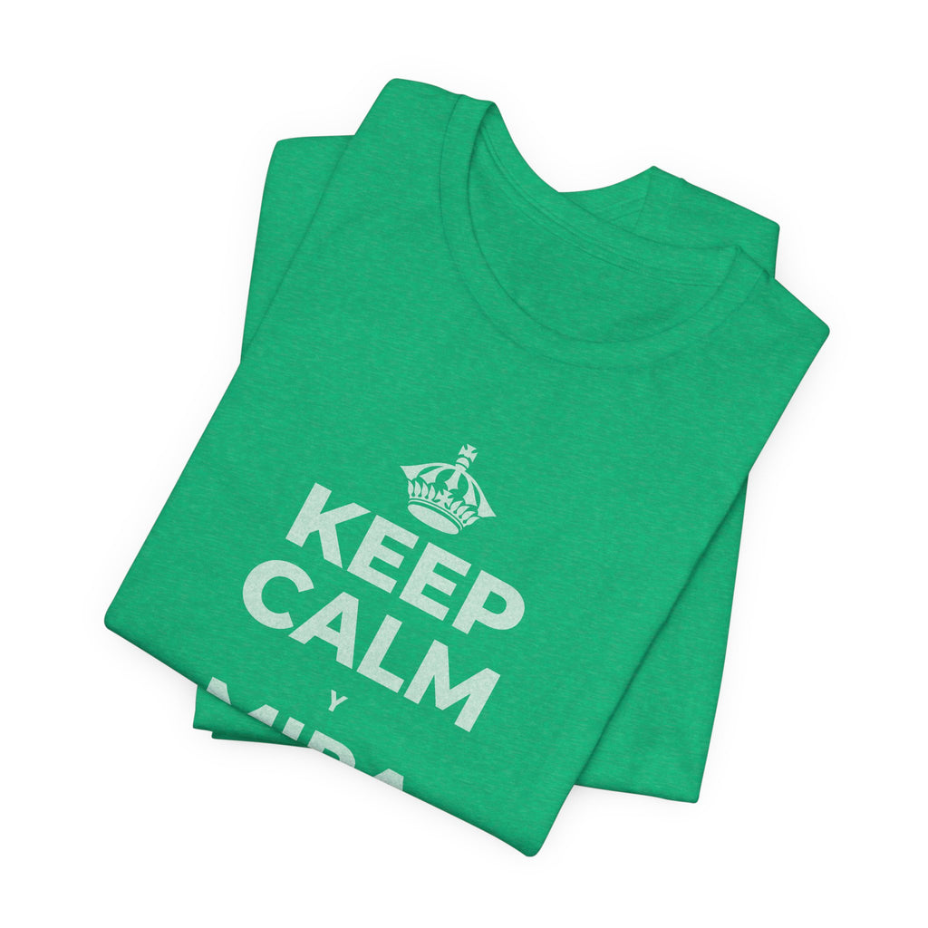 KEEP CALM Y MIRA CAER LA NIEVE T-Shirt (Baby Blue–Silver)