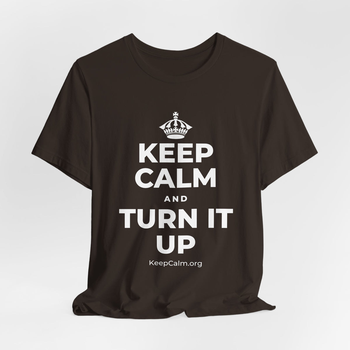 KEEP CALM AND TURN IT UP T-Shirt (Soft Cream–Heather Mauve)