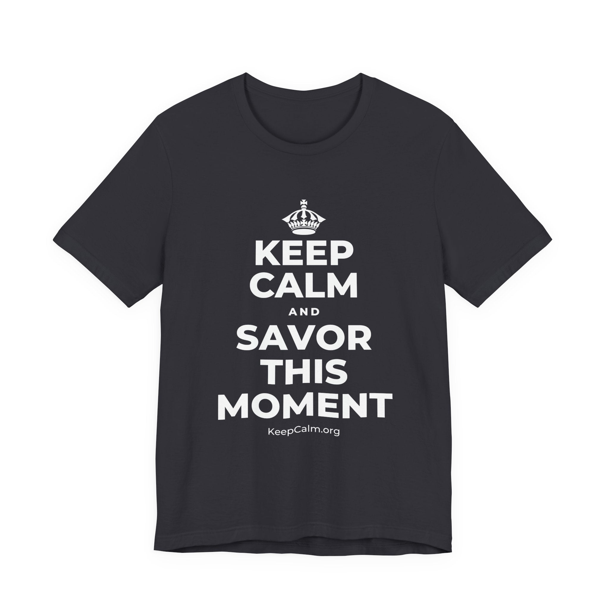 KEEP CALM AND SAVOR THIS MOMENT T-Shirt (Baby Blue–Silver)