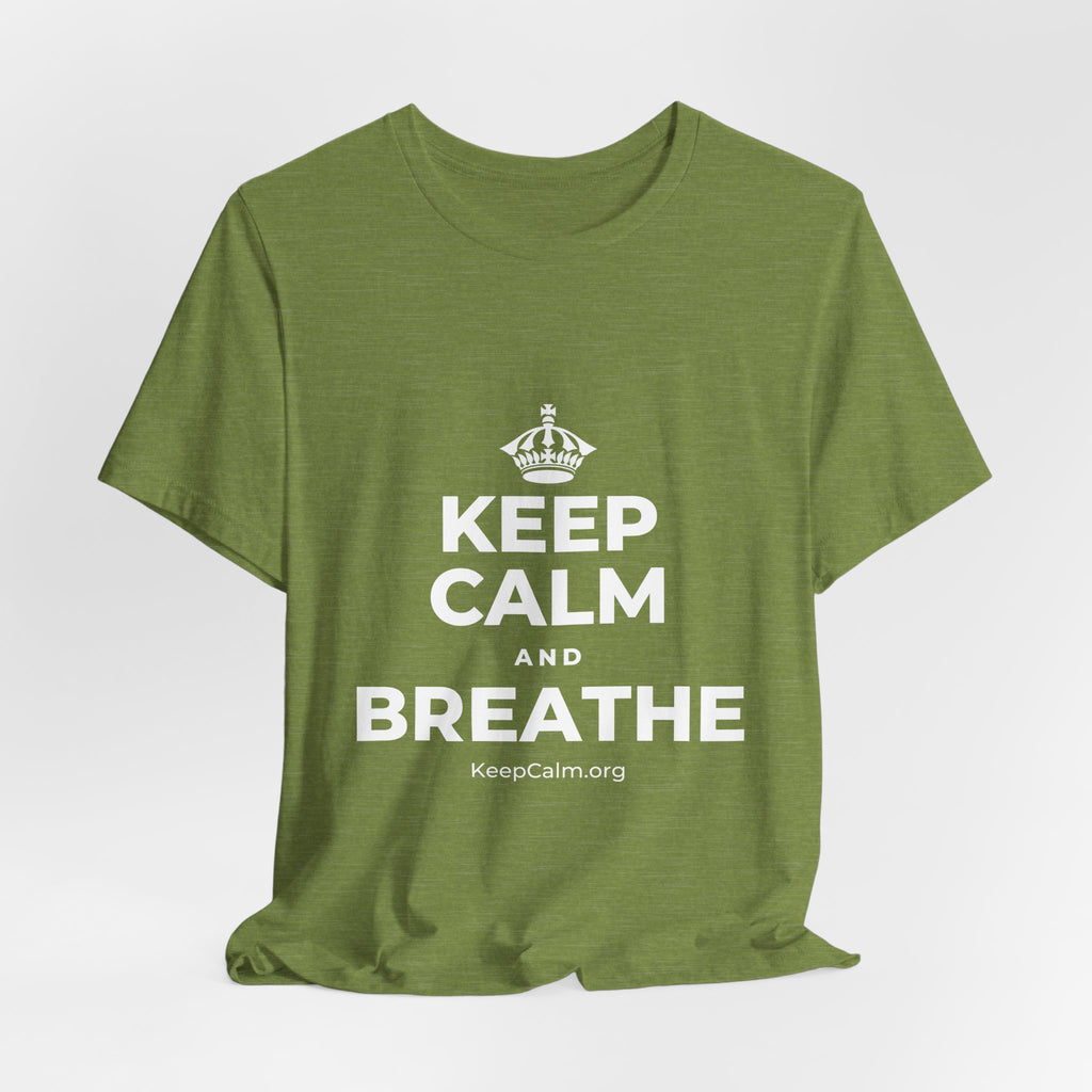 KEEP CALM AND BREATHE T-Shirt (Baby Blue–Silver)