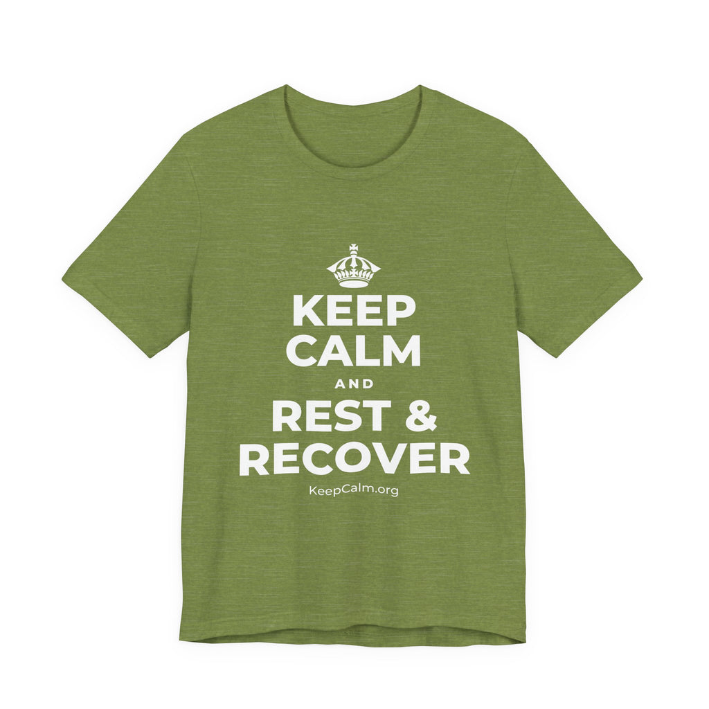 KEEP CALM AND REST & RECOVER T-Shirt (Baby Blue–Silver)