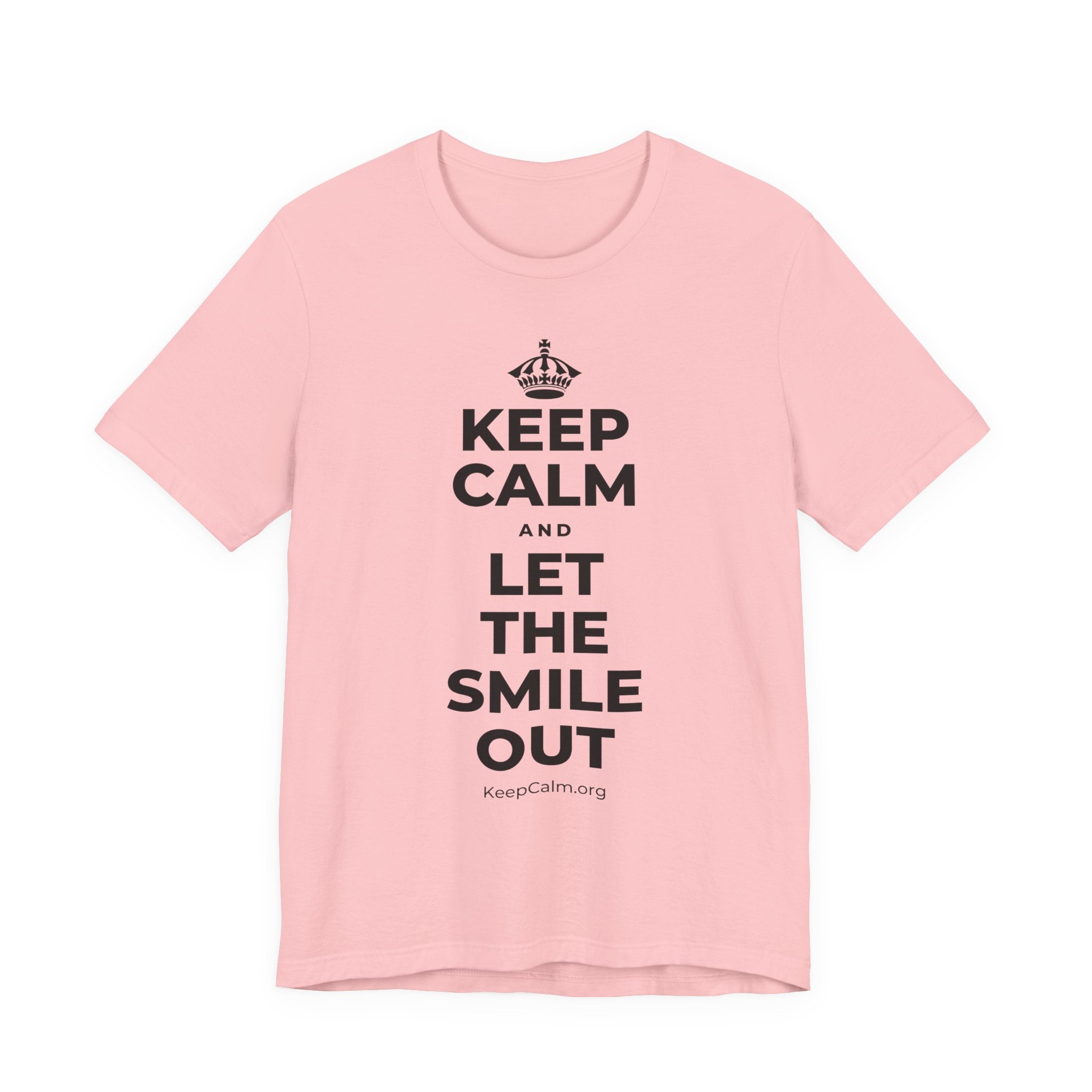 KEEP CALM AND LET THE SMILE OUT T-Shirt (White–Asphalt)